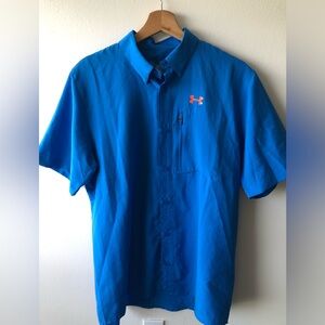 [M] Under Armour HeatGear Blue Short Sleeve Collar Shirt with Mesh